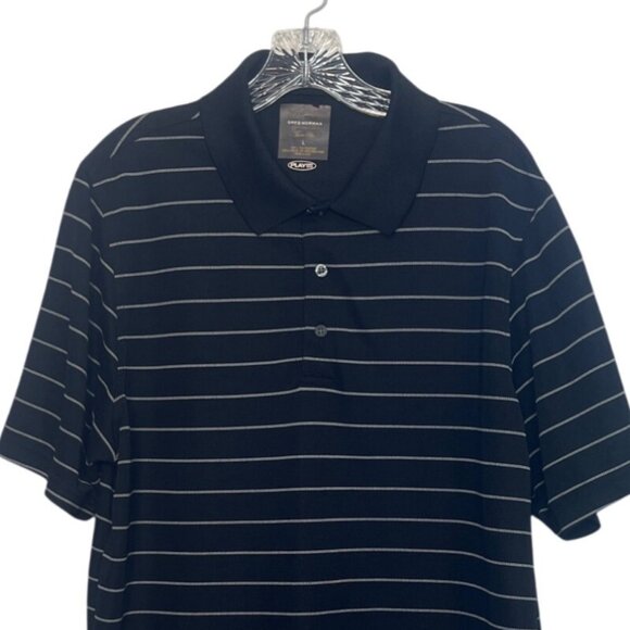 Greg Norman Tasso Elba Golf Polo Shirt Large Black Stripe - Picture 3 of 6